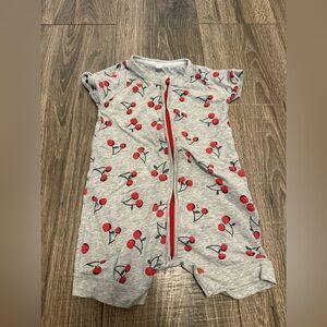 Amazon Baby Girl Cherry Print Zip Up Romper Size 12 Months